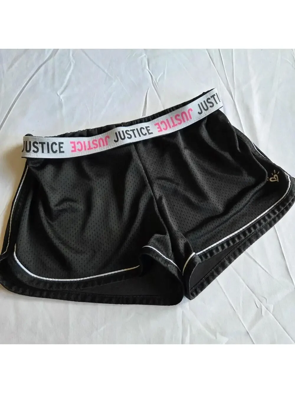Justice Girls Size 18 Black Mesh Athletic Running Shorts Activewear #1215